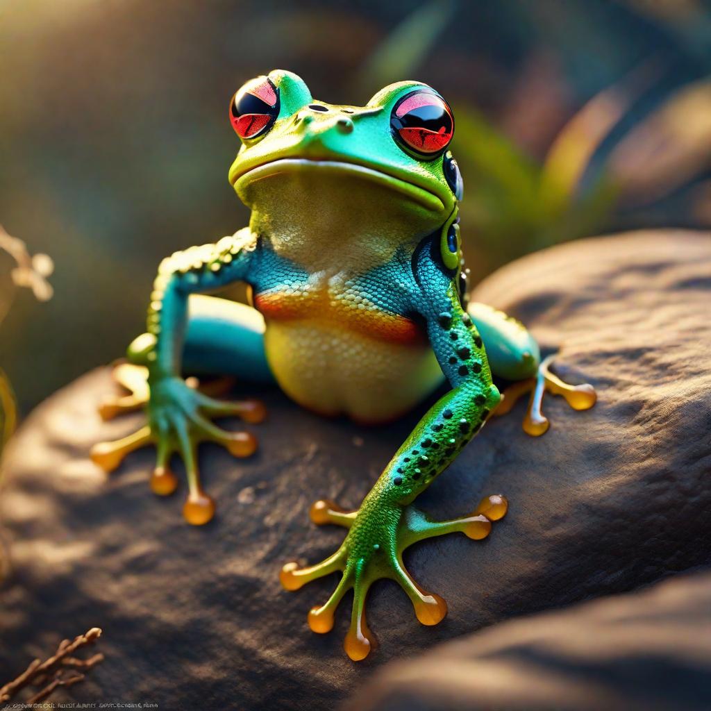  rock and roll frog hyperrealistic, full body, detailed clothing, highly detailed, cinematic lighting, stunningly beautiful, intricate, sharp focus, f/1. 8, 85mm, (centered image composition), (professionally color graded), ((bright soft diffused light)), volumetric fog, trending on instagram, trending on tumblr, HDR 4K, 8K