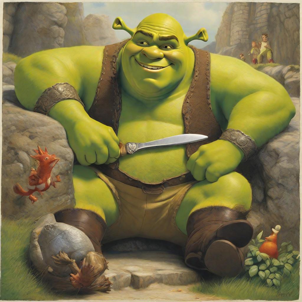  masterpiece, best quality, shrek eating a cock