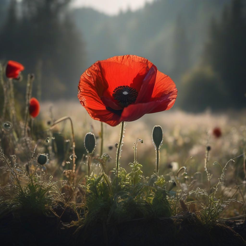  cinematic film still On a dark background, a red crystal flower of the poppy, close up, with two buds with drops of dew and a 3D Russian inscription "mАк" in the foreground. . shallow depth of field, vignette, highly detailed, high budget, bokeh, cinemascope, moody, epic, gorgeous, film grain, grainy hyperrealistic, full body, detailed clothing, highly detailed, cinematic lighting, stunningly beautiful, intricate, sharp focus, f/1. 8, 85mm, (centered image composition), (professionally color graded), ((bright soft diffused light)), volumetric fog, trending on instagram, trending on tumblr, HDR 4K, 8K