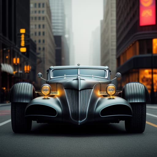  A badass 1930s Batmobile (armed and armored), style of streamline moderne, 1930s Batman posing, 1930s scenery, wide angle view, intricate details, photorealistic,hyperrealistic, high quality, highly detailed, cinematic lighting, intricate, sharp focus, f/1. 8, 85mm, (centered image composition), (professionally color graded), ((bright soft diffused light)), volumetric fog, trending on instagram, HDR 4K, 8K