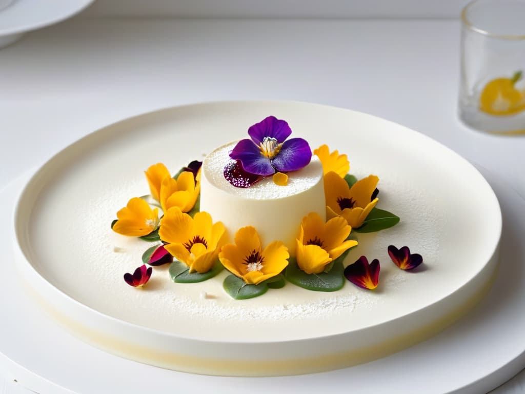  A closeup, ultrahighresolution image of a perfectly plated multisensory dessert, showcasing intricate layers of vibrant colors and textures, with delicate edible flowers delicately placed on top. The dessert is set on a sleek, modern plate against a simple, elegant background, emphasizing the artistry and sensory appeal of inclusive multisensory pastries. hyperrealistic, full body, detailed clothing, highly detailed, cinematic lighting, stunningly beautiful, intricate, sharp focus, f/1. 8, 85mm, (centered image composition), (professionally color graded), ((bright soft diffused light)), volumetric fog, trending on instagram, trending on tumblr, HDR 4K, 8K