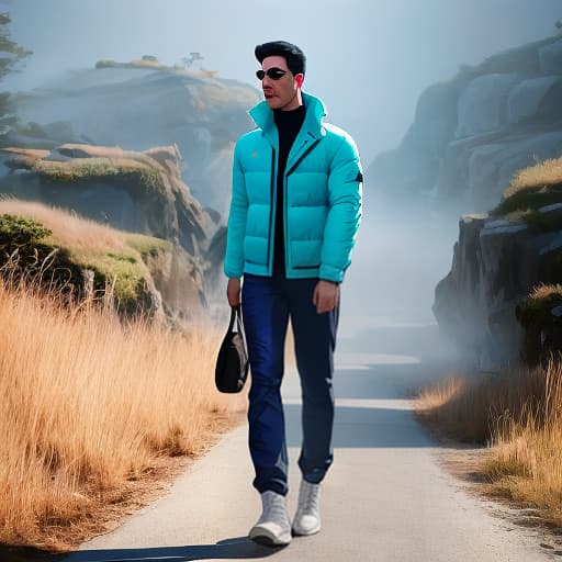  a boy wearing blue pants and orange jacket Apply the Following Styles 3Drenderer hyperrealistic, full body, detailed clothing, highly detailed, cinematic lighting, stunningly beautiful, intricate, sharp focus, f/1. 8, 85mm, (centered image composition), (professionally color graded), ((bright soft diffused light)), volumetric fog, trending on instagram, trending on tumblr, HDR 4K, 8K