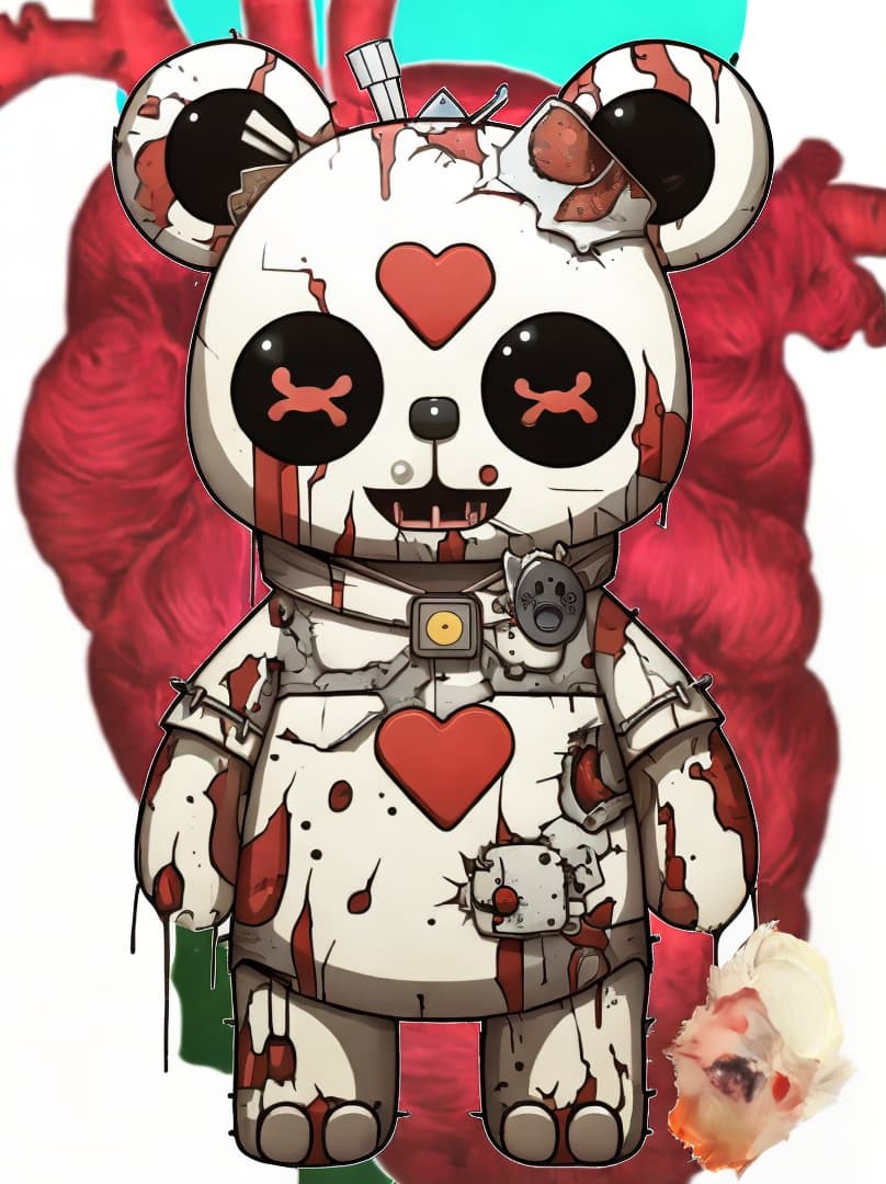  , a cute guilt robot bear, sticker, akira toriyama , white background,murder bear, bloody , dripping blood,bloody trump head on ground<lora:arcana-xl:0.9380552704105101><lora:neoclassicalmasterbedroom:0.5895297976427594><lora:japanese-modern-wood-inte:0.009435480412516073><lora:envybetterhands-loco:0.35833211775159257> hyperrealistic, full body, detailed clothing, highly detailed, cinematic lighting, stunningly beautiful, intricate, sharp focus, f/1. 8, 85mm, (centered image composition), (professionally color graded), ((bright soft diffused light)), volumetric fog, trending on instagram, trending on tumblr, HDR 4K, 8K