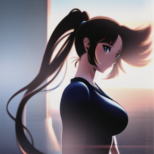   [Mrs. Emily],[anime background] [anime] [japan anime style] [2D image] [2D anime], [a anime woman, a lantina person, olds, body, blue eyes, ponytail hair style, black hair, flat s], [a outdoor or indoor background, wearing a yoga outfit, full body image], [best quality, 16k image] hyperrealistic, full body, detailed clothing, highly detailed, cinematic lighting, stunningly beautiful, intricate, sharp focus, f/1. 8, 85mm, (centered image composition), (professionally color graded), ((bright soft diffused light)), volumetric fog, trending on instagram, trending on tumblr, HDR 4K, 8K