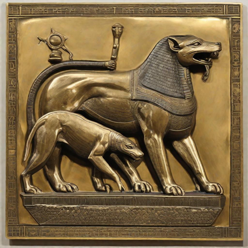  masterpiece, best quality, egyptian god cerberus but with lizard head