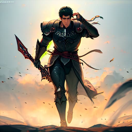  (guts from berserk), anime, highly detailed, 4k, high quality, trending on art station hyperrealistic, full body, detailed clothing, highly detailed, cinematic lighting, stunningly beautiful, intricate, sharp focus, f/1. 8, 85mm, (centered image composition), (professionally color graded), ((bright soft diffused light)), volumetric fog, trending on instagram, trending on tumblr, HDR 4K, 8K