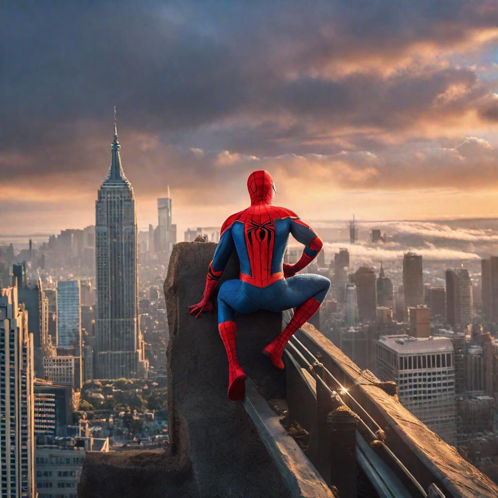  Spiderman con Superman viendo el fin del mundo hyperrealistic, full body, detailed clothing, highly detailed, cinematic lighting, stunningly beautiful, intricate, sharp focus, f/1. 8, 85mm, (centered image composition), (professionally color graded), ((bright soft diffused light)), volumetric fog, trending on instagram, trending on tumblr, HDR 4K, 8K