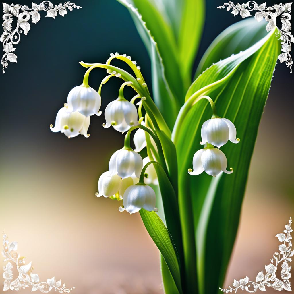  ethereal fantasy concept art of (Greeting card for Lily of the valley day) Postcard design:The background is white decorated with gold swirls in fantasy style. In the middle of the card is a bouquet with the inscription "Happy Lily of the valley". . magnificent, celestial, ethereal, painterly, epic, majestic, magical, fantasy art, cover art, dreamy hyperrealistic, full body, detailed clothing, highly detailed, cinematic lighting, stunningly beautiful, intricate, sharp focus, f/1. 8, 85mm, (centered image composition), (professionally color graded), ((bright soft diffused light)), volumetric fog, trending on instagram, trending on tumblr, HDR 4K, 8K