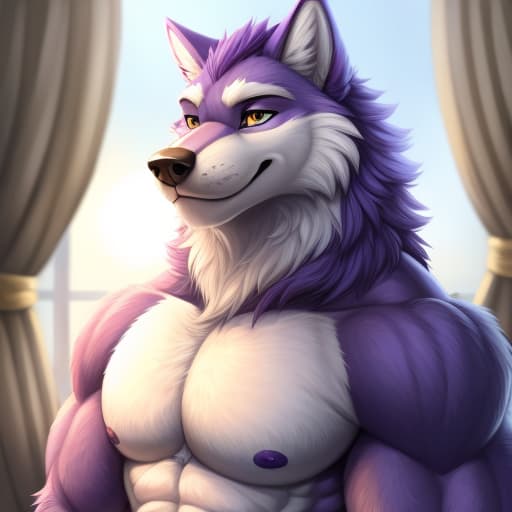  male, muscular, wolf, anthropomorphic, purple and white fur, eyes without irises and pupils, full body (Balls vore), 'ejaculate', open eyes, digital art, masterpiece, 4k, fine details,