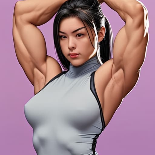  young muscular in a showing off her muscles. She loves her muscles and wears an extremely tight . She has very small s.