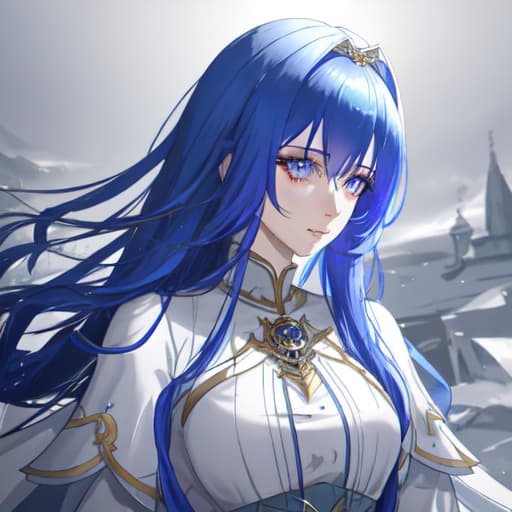  a girl manhua character with royal blue hair and violet eyes with white skin wearing noble dress hyperrealistic, full body, detailed clothing, highly detailed, cinematic lighting, stunningly beautiful, intricate, sharp focus, f/1. 8, 85mm, (centered image composition), (professionally color graded), ((bright soft diffused light)), volumetric fog, trending on instagram, trending on tumblr, HDR 4K, 8K