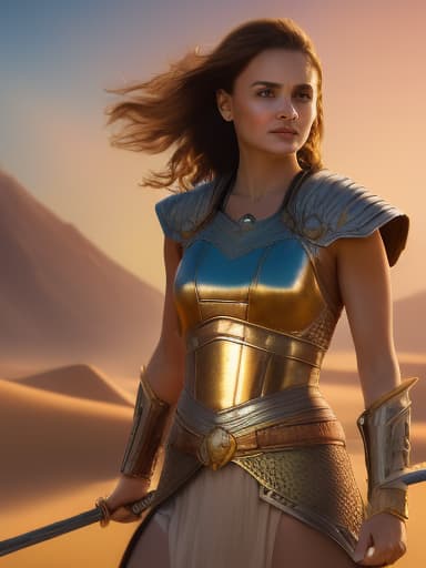 portrait+ style Joey King, Female Mage Warrior, Chainmail Mage Armored Robes, Detailed Face, Martial Artist, Toned Female Muscle, Fit Female Body, Female Body Shape, 4KUHD, High Quality Resolution, 1080i, 1080p, Cinematic Quality, Dramatic Lighting, Bokeh, Dune Asthetic, Surrounded by Magical Energy, Hooded Cape
[DreamGlow (NEW)]