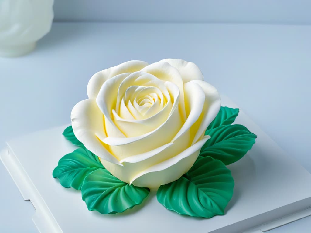  An ultradetailed 8k image showcasing a closeup of a delicate and intricate sugar sculpture of a blooming rose, created entirely through 3D printing technology. The sculpture is flawlessly detailed, with each petal and leaf exquisitely designed and printed to perfection. The soft pastel colors of the rose add a touch of elegance and sophistication to the overall minimalistic aesthetic of the image. The fine details and precision of the 3D printed sugar art highlight the innovative and creative possibilities that 3D printing brings to the world of pastry and confectionery. hyperrealistic, full body, detailed clothing, highly detailed, cinematic lighting, stunningly beautiful, intricate, sharp focus, f/1. 8, 85mm, (centered image composition), (professionally color graded), ((bright soft diffused light)), volumetric fog, trending on instagram, trending on tumblr, HDR 4K, 8K