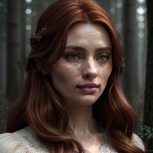  close up of a european woman, ginger hair, winter forest, natural skin texture, 24mm, 4k textures, soft cinematic light, RAW photo, photorealism, photorealistic, intricate, elegant, highly detailed, sharp focus, ((((cinematic look)))), soothing tones, insane details, intricate details, hyperdetailed, low contrast, soft cinematic light, dim colors, exposure blend, hdr, faded hyperrealistic, full body, detailed clothing, highly detailed, cinematic lighting, stunningly beautiful, intricate, sharp focus, f/1. 8, 85mm, (centered image composition), (professionally color graded), ((bright soft diffused light)), volumetric fog, trending on instagram, trending on tumblr, HDR 4K, 8K