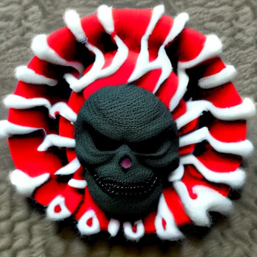 wa-vy style Evil Red apparition with black hole face with black shadow cloak