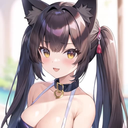  master piece , best quality,Cat ears, female, delirious, twin tailed