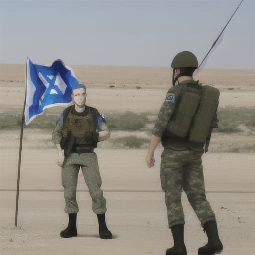  israeli soldiers with israel flag