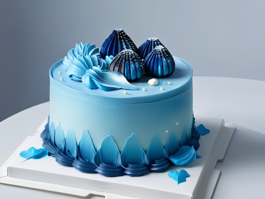  A stunning 8k ultradetailed image of a sleek, futuristic 3D cake design software interface, featuring a minimalist color palette of cool blues and metallic accents. The software screen displays intricate virtual cake designs with precision detailing, showcasing advanced tools like sculpting brushes, texture mapping options, and realtime rendering capabilities. The image exudes a sense of professionalism and innovation, capturing the essence of the future of 3D pastry design with a sleek and inspiring aesthetic. hyperrealistic, full body, detailed clothing, highly detailed, cinematic lighting, stunningly beautiful, intricate, sharp focus, f/1. 8, 85mm, (centered image composition), (professionally color graded), ((bright soft diffused light)), volumetric fog, trending on instagram, trending on tumblr, HDR 4K, 8K