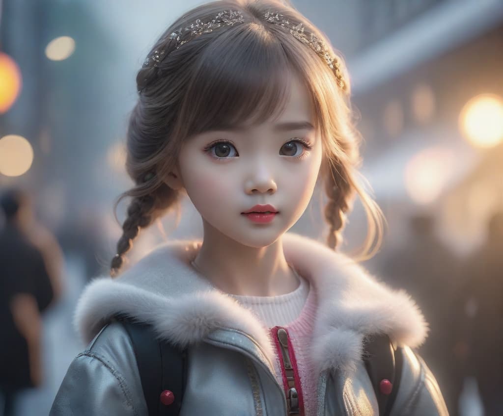  cute little girl hyperrealistic, full body, detailed clothing, highly detailed, cinematic lighting, stunningly beautiful, intricate, sharp focus, f/1. 8, 85mm, (centered image composition), (professionally color graded), ((bright soft diffused light)), volumetric fog, trending on instagram, trending on tumblr, HDR 4K, 8K