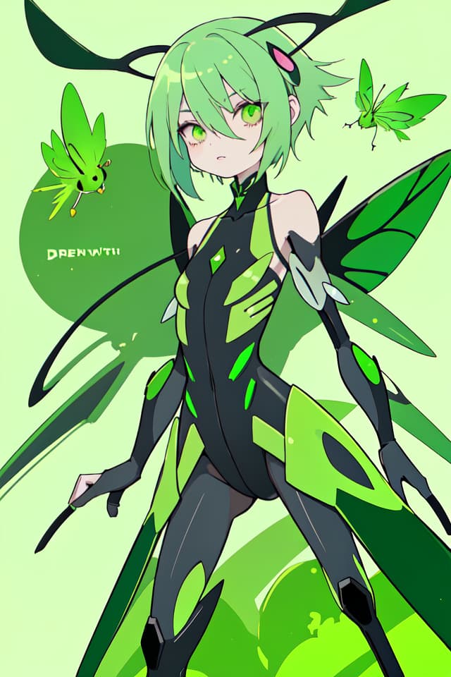  Green hair character of insect mantis