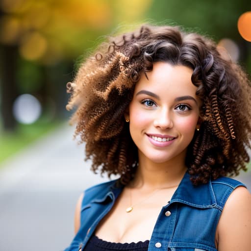  White girl with brown curly hair