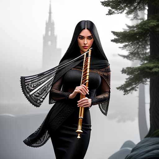  black and white logo with a flute and material you, without people hyperrealistic, full body, detailed clothing, highly detailed, cinematic lighting, stunningly beautiful, intricate, sharp focus, f/1. 8, 85mm, (centered image composition), (professionally color graded), ((bright soft diffused light)), volumetric fog, trending on instagram, trending on tumblr, HDR 4K, 8K