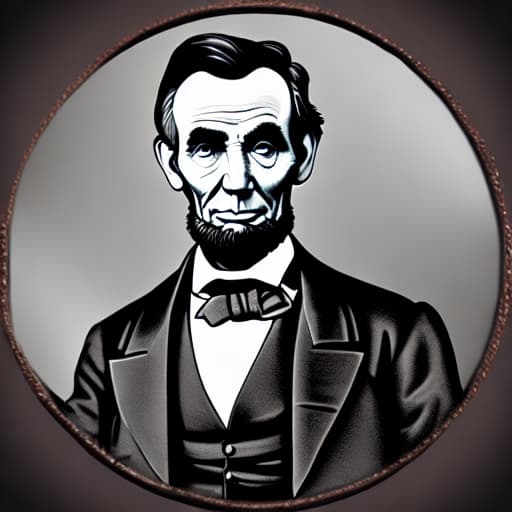  Abraham Lincoln black and white vector image shirtless with full sleeve body tattoos holding a revolver