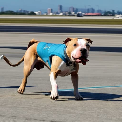  Un perro pitbull saltando en paracaídas desde la parte trasera de un avion