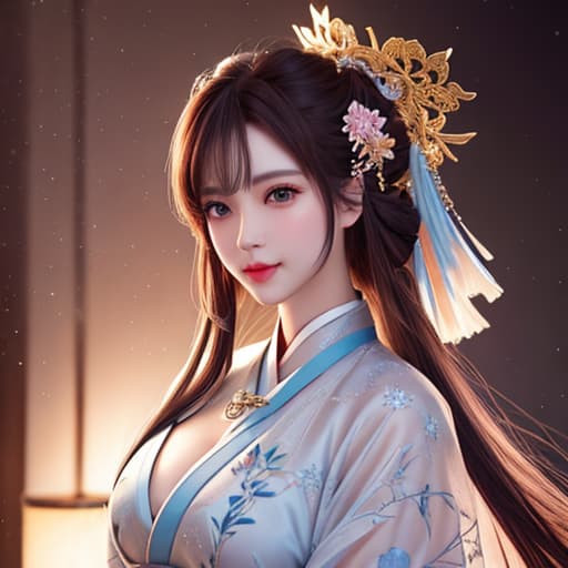  best quality, masterpiece, highres, 1girl,blush,(seductive smile:0.8),star shaped pupils,china hanfu,hair ornament,necklace, jewelry,Beautiful face,upon body, tyndall effect,photorealistic, dark studio, rim lighting, two tone lighting,(high detailed skin:1.2), 8k uhd, dslr, soft lighting, high quality, volumetric lighting, candid, Photograph, high resolution, 4k, 8k, Bokeh hyperrealistic, full body, detailed clothing, highly detailed, cinematic lighting, stunningly beautiful, intricate, sharp focus, f/1. 8, 85mm, (centered image composition), (professionally color graded), ((bright soft diffused light)), volumetric fog, trending on instagram, trending on tumblr, HDR 4K, 8K