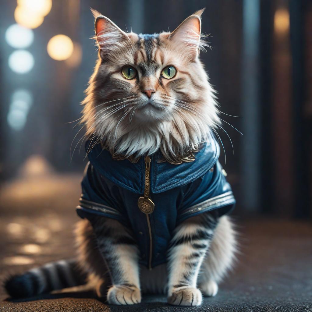  cat --s2 hyperrealistic, full body, detailed clothing, highly detailed, cinematic lighting, stunningly beautiful, intricate, sharp focus, f/1. 8, 85mm, (centered image composition), (professionally color graded), ((bright soft diffused light)), volumetric fog, trending on instagram, trending on tumblr, HDR 4K, 8K