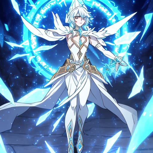  Aurorat, the guardian of the Pure Magic Stone, embodies the essence of pure magic and light. His appearance and color palette reflect these aspects: **Body:** Aurorat is a radiant figure, emanating a soft, ethereal light. His body is slender and graceful, with features that convey wisdom and purity. His skin is a pearlescent white, glowing softly, and his eyes shine with a gentle, soothing light. **Stone:** The Pure Magic Stone he guards is a brilliant, luminous yellow, symbolizing its association with pure magic. The stone emits a warm, golden glow, radiating an aura of tranquility and power. **Abilities:** Aurorat abilities are tied to pure magic and healing. He can harness the power of the Pure Magic Stone to heal wounds, restore bala hyperrealistic, full body, detailed clothing, highly detailed, cinematic lighting, stunningly beautiful, intricate, sharp focus, f/1. 8, 85mm, (centered image composition), (professionally color graded), ((bright soft diffused light)), volumetric fog, trending on instagram, trending on tumblr, HDR 4K, 8K