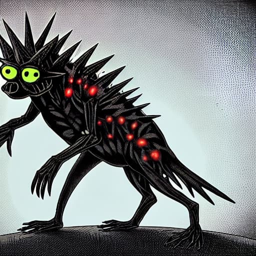  A mutant with giant glowing eyes, covered in mucus, with sharp spikes on his limbs. His squeal makes the heart skip a beat, and his steps are accompanied by a hoarse grinding sound