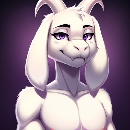  desertkaiju style, white furr, Asriel, Undertale, naked, solo, open eyes, digital art, masterpiece, 4k, fine details,