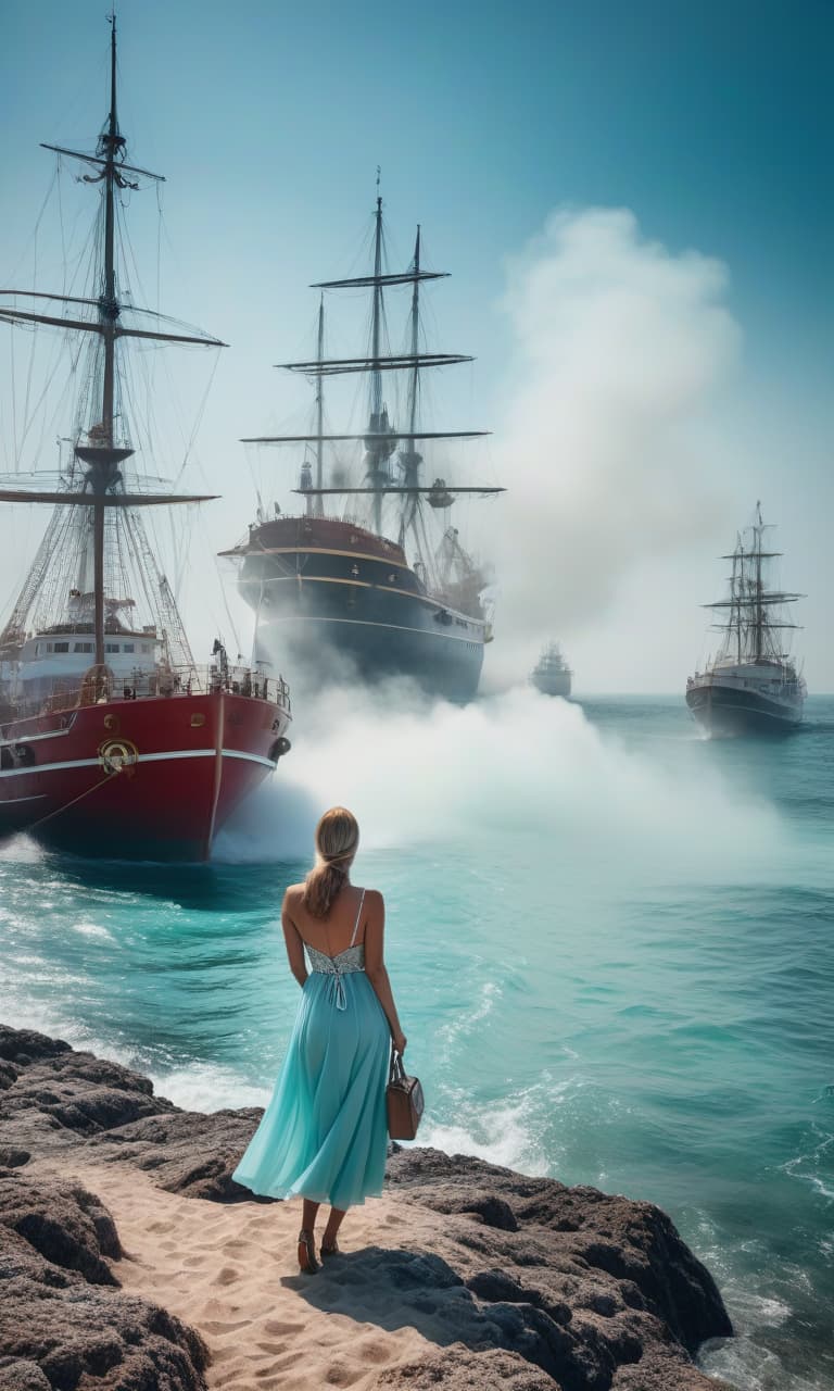  nautical themed A remarkable abstract fairytale picture of the world, bright colors mixed with reality and the world. Soft colored smoke. . sea, ocean, ships, maritime, beach, marine life, highly detailed hyperrealistic, full body, detailed clothing, highly detailed, cinematic lighting, stunningly beautiful, intricate, sharp focus, f/1. 8, 85mm, (centered image composition), (professionally color graded), ((bright soft diffused light)), volumetric fog, trending on instagram, trending on tumblr, HDR 4K, 8K