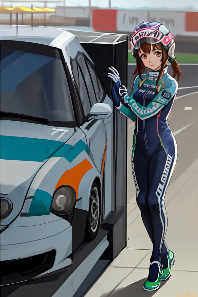  Racing suit, cute girl