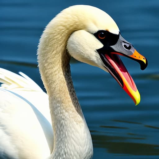  Swan head with open beak and tongue