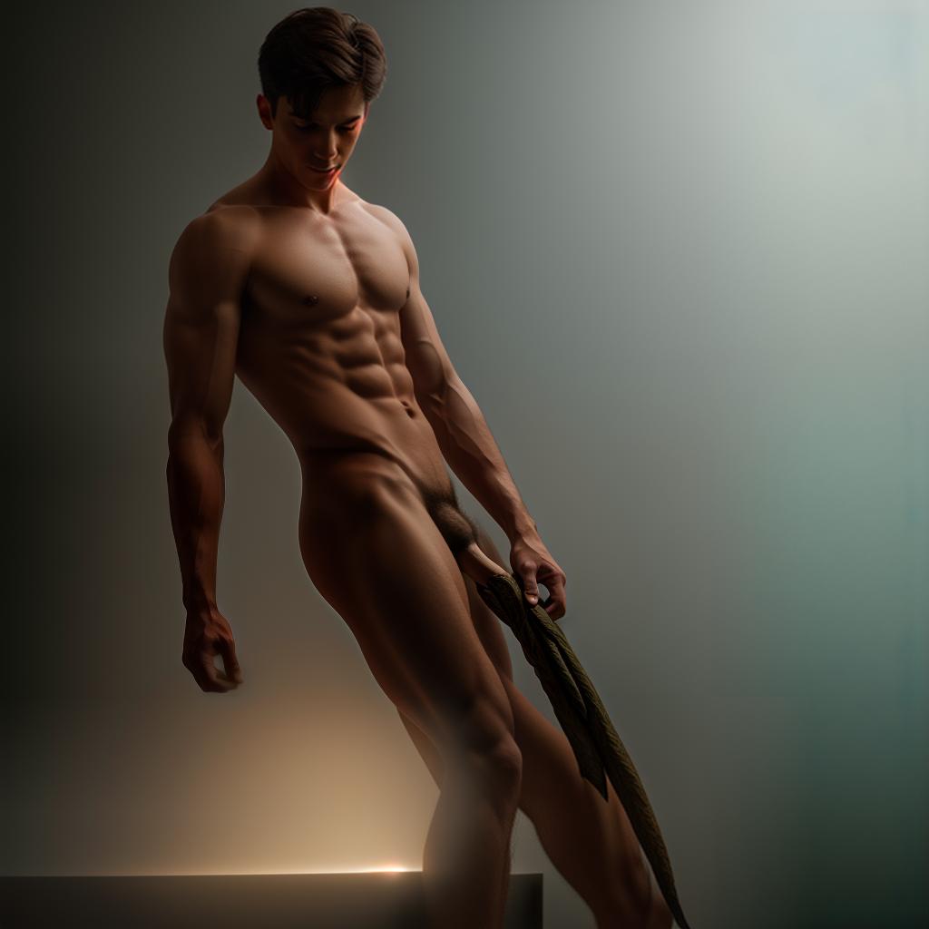  nude man with long penis , hyperrealistic, high quality, highly detailed, cinematic lighting, intricate, sharp focus, f/1. 8, 85mm, (centered image composition), (professionally color graded), ((bright soft diffused light)), volumetric fog, trending on instagram, HDR 4K, 8K