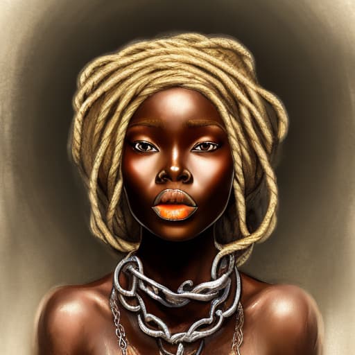 portrait+ style Two African slave woman in shackles and chains in the style of arthur rackham, stable diffusion, photo realistic raw