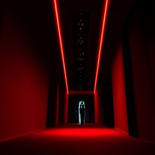  generate a dark corridor with a red light at the end hyperrealistic, full body, detailed clothing, highly detailed, cinematic lighting, stunningly beautiful, intricate, sharp focus, f/1. 8, 85mm, (centered image composition), (professionally color graded), ((bright soft diffused light)), volumetric fog, trending on instagram, trending on tumblr, HDR 4K, 8K