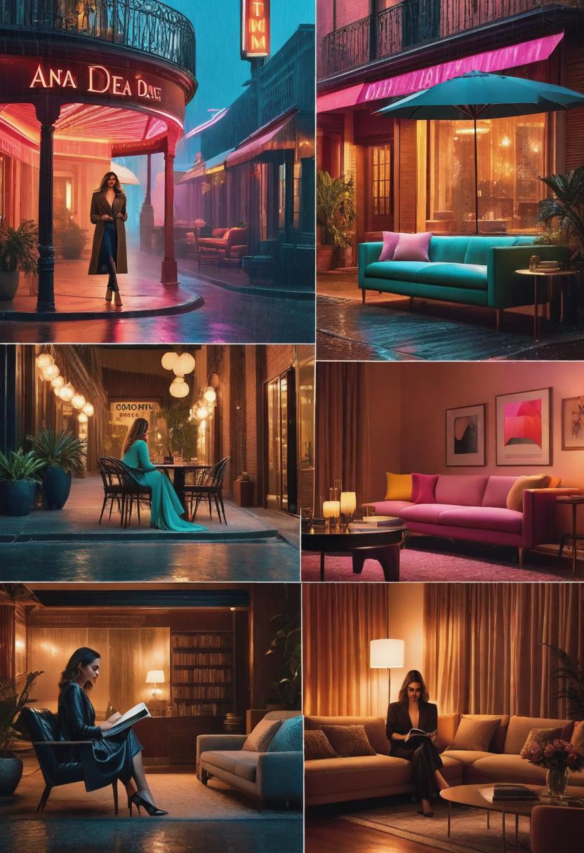  1. Ana De Armas sitting in a cozy, sunlit room, reading a vintage novel while surrounded by soft, warm-toned furniture that exudes timeless elegance.
2. Ana De Armas standing in a rain-soaked city street, under the glow of neon lights, her sleek outfit matching the modern, urban aesthetic.
3. Ana De Armas strolling through a picturesque meadow at golden hour, with the sun casting a warm glow on her flowing dress, capturing a moment of serene beauty. hyperrealistic, full body, detailed clothing, highly detailed, cinematic lighting, stunningly beautiful, intricate, sharp focus, f/1. 8, 85mm, (centered image composition), (professionally color graded), ((bright soft diffused light)), volumetric fog, trending on instagram, trending on tumblr, HDR 4K, 8K