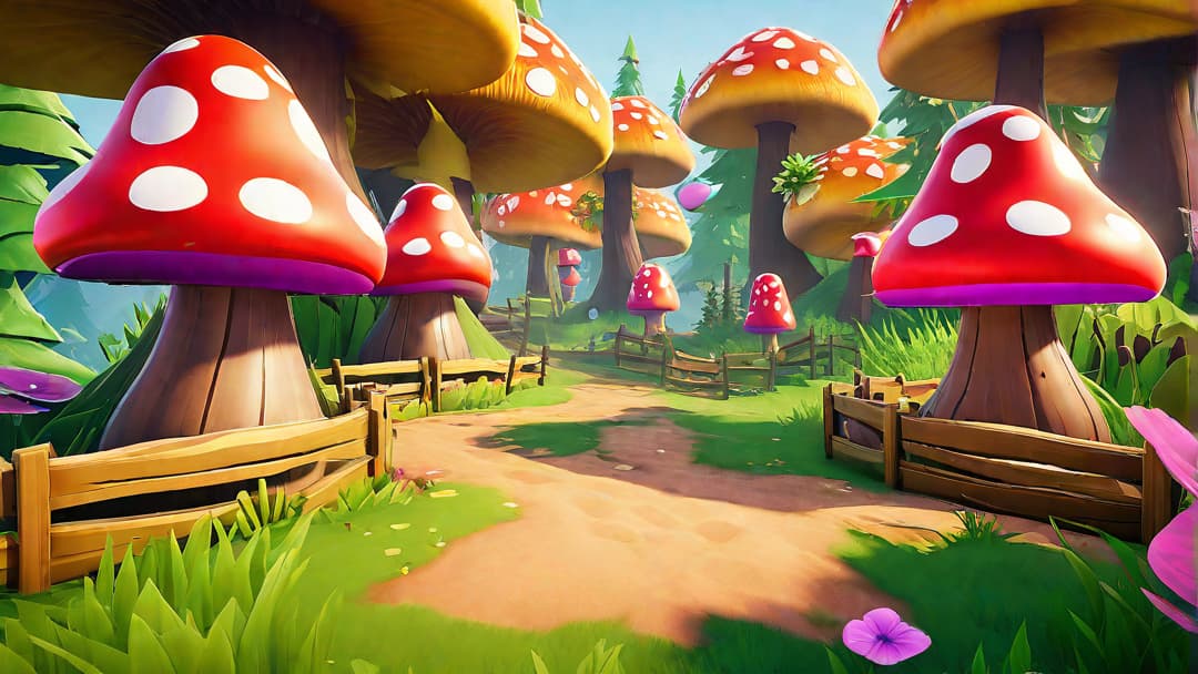  Create an image for an article titled: mushroom obstacle course fortnite. Show a vibrant and whimsical obstacle course set in a lush forest, with giant mushrooms serving as platforms and obstacles for Fortnite players to navigate. The scene should be filled with colorful mushrooms of different shapes and sizes, and players should be depicted mid-jump or in action, attempting to conquer the unique challenges of the course. The overall mood of the image should be fun, adventurous, and fantastical, capturing the essence of the mushroom obstacle course in the popular game. hyperrealistic, full body, detailed clothing, highly detailed, cinematic lighting, stunningly beautiful, intricate, sharp focus, f/1. 8, 85mm, (centered image composition), (professionally color graded), ((bright soft diffused light)), volumetric fog, trending on instagram, trending on tumblr, HDR 4K, 8K