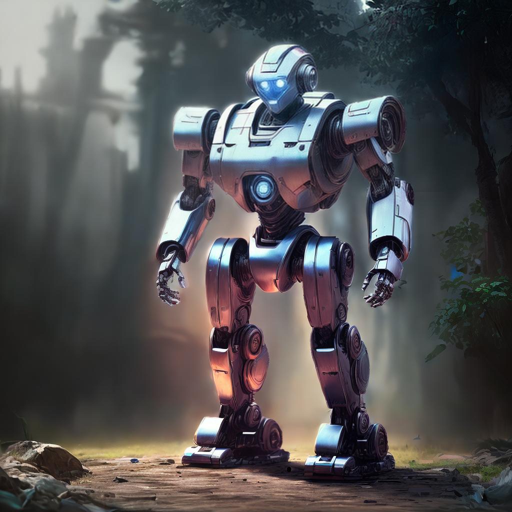 a robot in blurry fantasy background, best quality, ultrahigh resolution, highly detailed, (sharp focus), masterpiece, (centered image composition), (professionally color graded), ((bright soft diffused light)), trending on instagram, trending on tumblr, HDR 4K