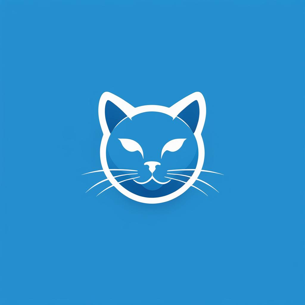  Logo, Logo de chat, couleur bleu, minimaliste