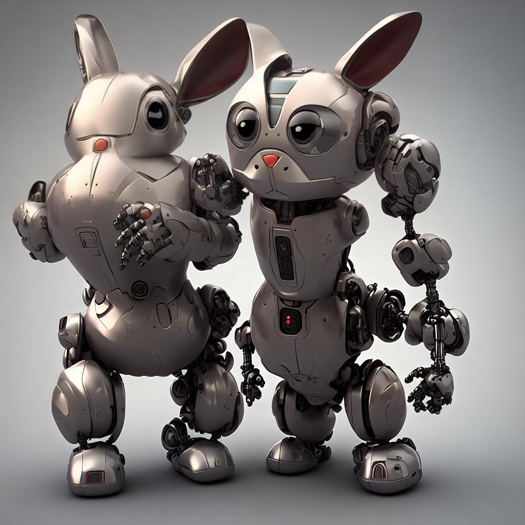  3d render robot bunny rabbit