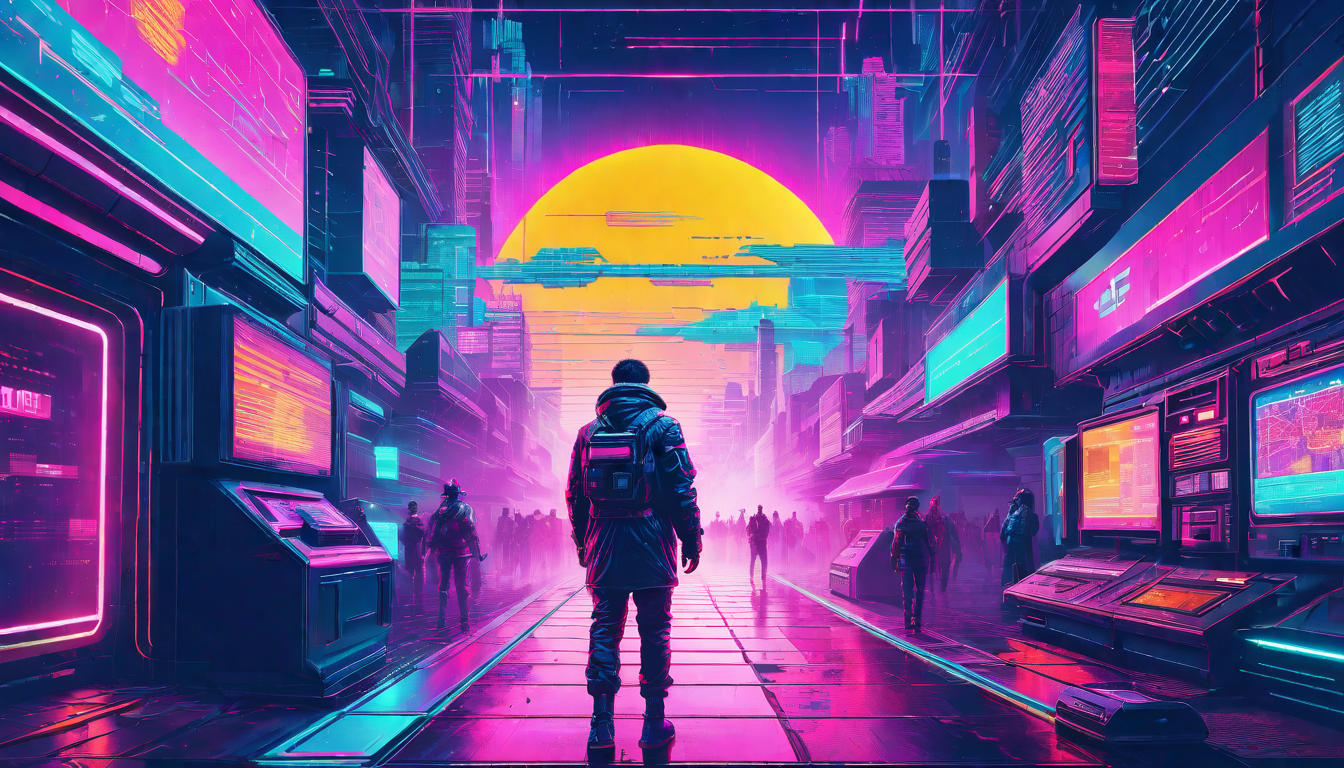  vaporwave,cyberpunk game style Magnetic field around a person, pulling desired outcomes, vibrant, livelyeon, dystopian, futuristic, digital, vibrant, detailed, high contrast, reminiscent of cyberpunk genre video games,retro aesthetic, cyberpunk, vibrant, neon colors, vintage 80s and 90s style, highly detailed