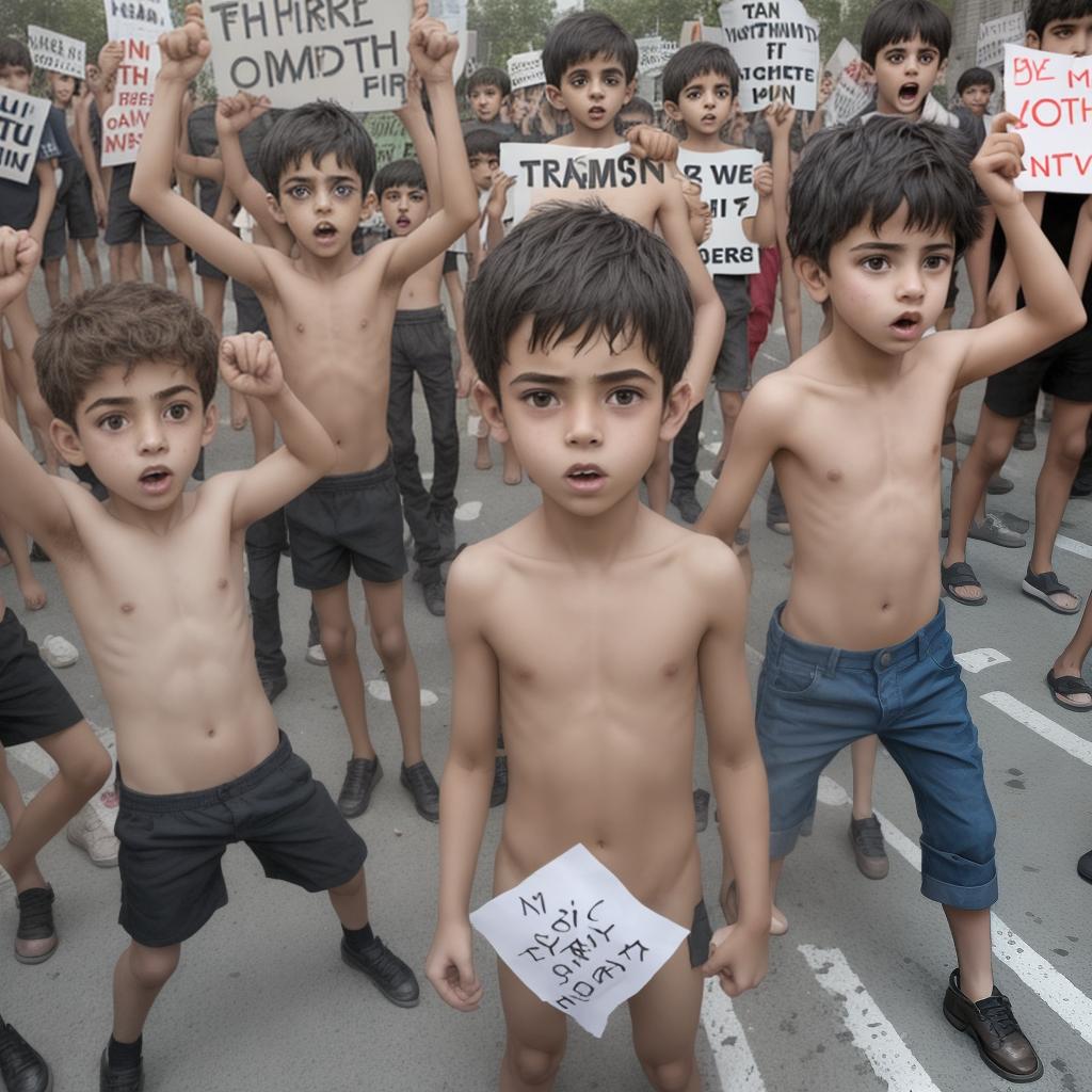  boy kids bare protest for freedom