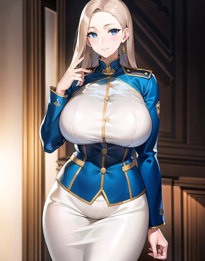  master piece , best quality,Uniform, , blue eyes, mommy , old foreign , very tall, very huge female body, s, big s, big s, big s, big s, super s, odd s, weird s, home