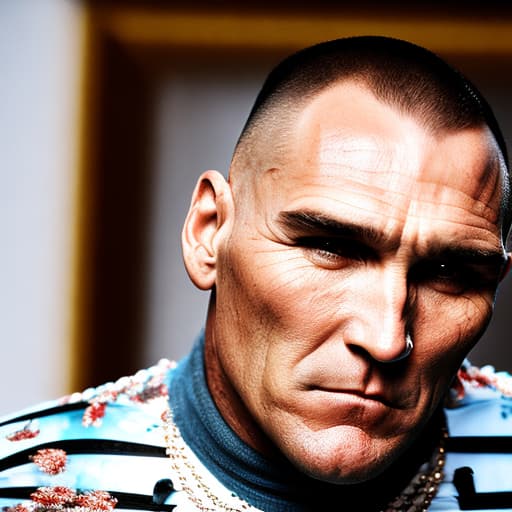 portrait+ style Vinnie Jones queer face