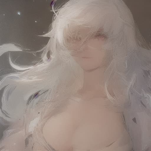  white hair, young, super villainess, busty