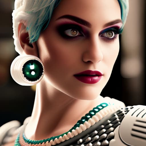 wa-vy style ultra realistic close up portrait ((beautiful pale cyberpunk female with heavy black eyeliner)), green eyes, shaved side haircut, hyper detail, cinematic lighting, magic neon, dark red city, Canon EOS R3, nikon, f/1.4, ISO 200, 1/160s, 8K, RAW, unedited, symmetrical balance, in-frame, 8K